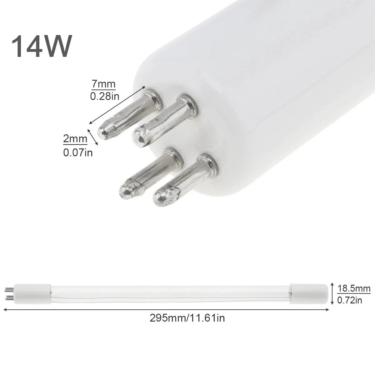 G10q 8W 14W 15W 17W 41V UV Lamp Light with Straight Pipe Type and Single Ended 4 Needle for Air Equipment