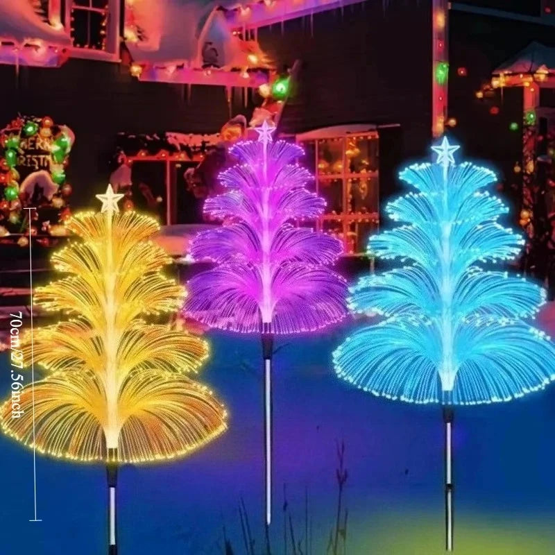 5 Layer Optical Fiber Solar Jellyfish Lights, Waterproof Outdoor Decor Lamp for Pathway Lawn Patio Garden Landscape Decoration