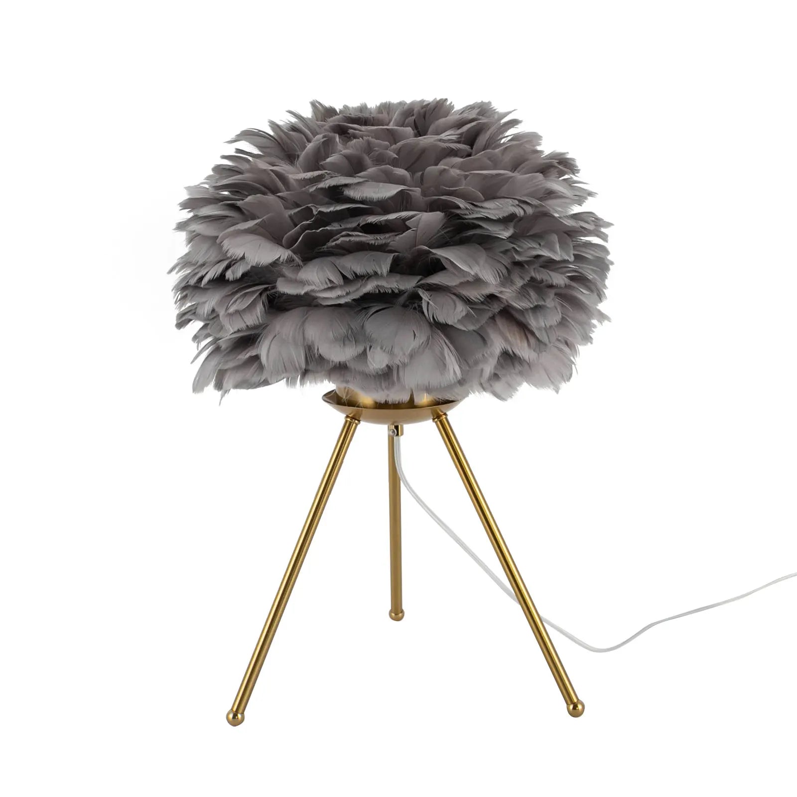 Grey Feather Desk Lamp, Tripod Lamp Suitable for Studies, Living Rooms, Dining Rooms, Cafes, Studios, Clubs