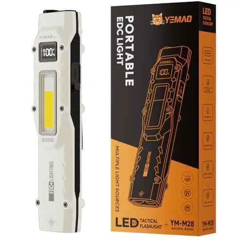 eDC tactical flashlight,1100LM rechargeable lED flat flashlight w/Clip & digital display,Pocket flashlight for camping emergency