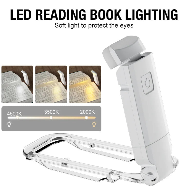 Mini Light Reading Clip Light LED Small Night Light USB Charging Adjustable Brightness Eye Protection Portable Smart Book Lamp