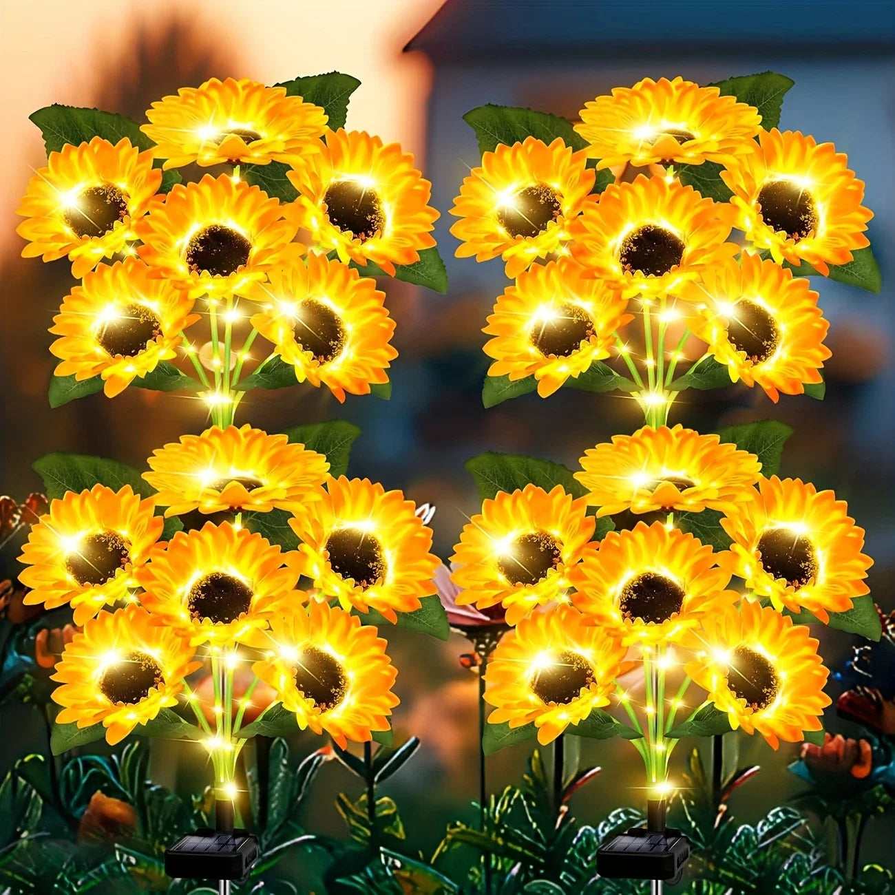 NEWEST 6/3/1Head Solar Simulation Sunflower with Luminous Pole LED Lights Garden Yard Lawn Night Lights Landscape Decor Lamp
