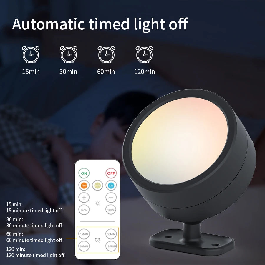 LED Magnetic Wall Lights Wireless Rechargeable Wall Lamp 360° Rotation Ambient Light With Remote Spotlight Wall Sconce RoomDecor