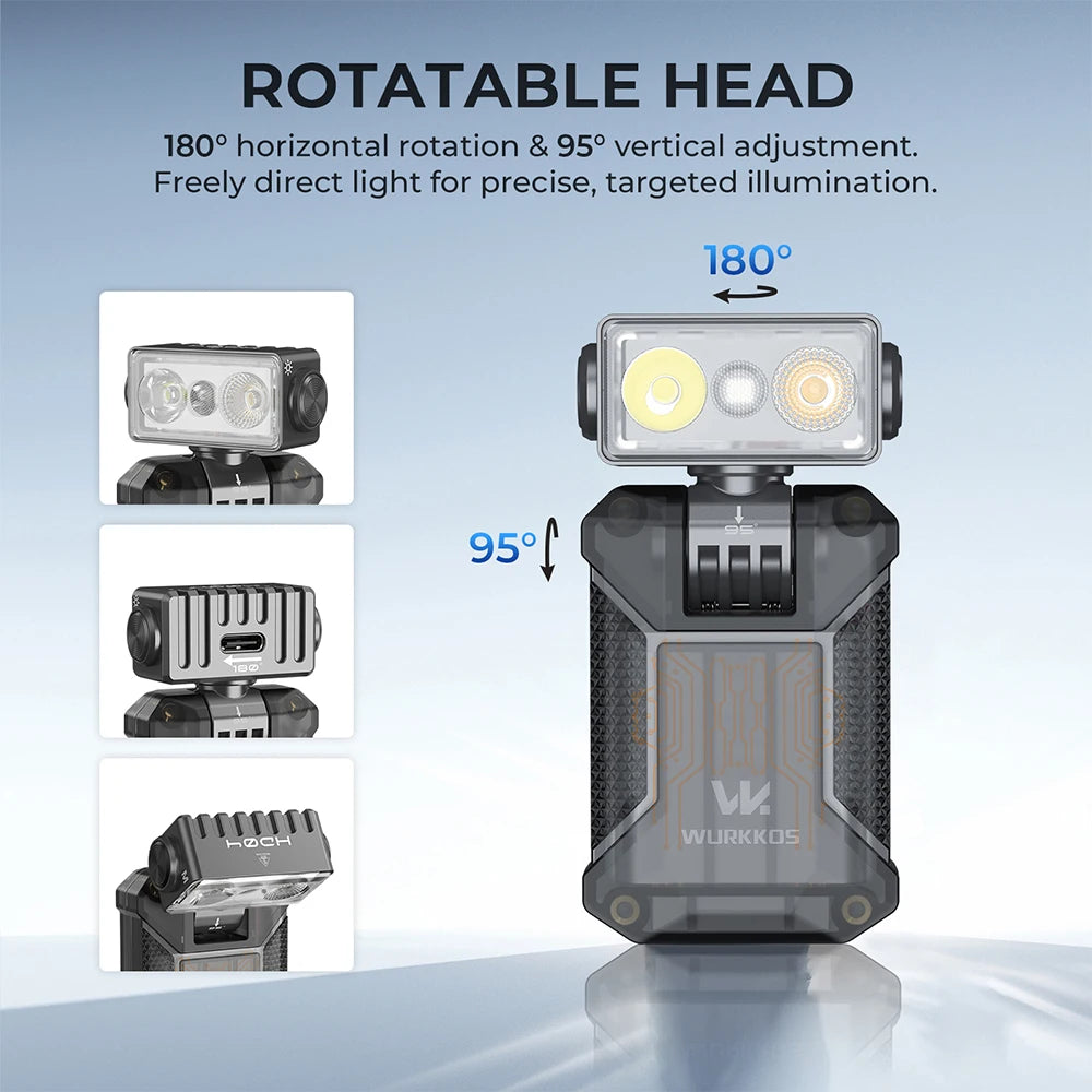 Wurkkos HD04 Mini 750 Lumens EDC Flashlight with 180 ° Horizontal Rotation Is an Ideal Choice for Camping Inspection and Gift