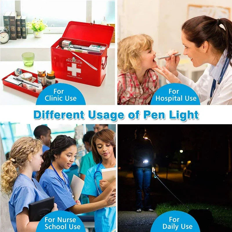 Mini Pen Shape USB Rechargeable Flashlight Stainless Steel Pocket Torch Outdoor Ear Nose Throat Inspection Light