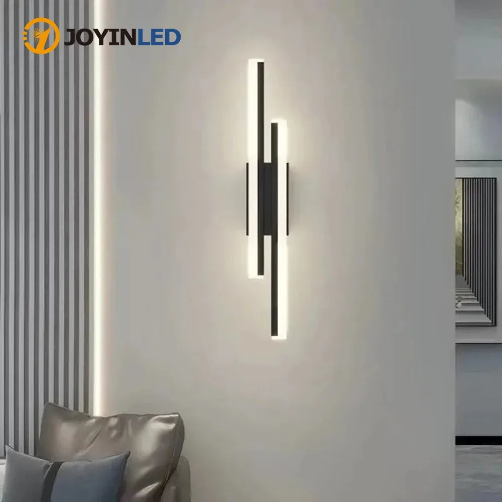 JOYINLED Modern Acrylic LampshadeLED Wall Lamp Sconce Copper Line Pipe Lighting for Bedroom Living Room Corridor Light Fixture