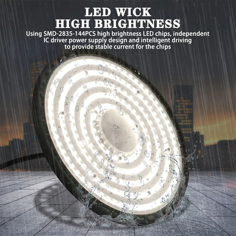 Super Bright 100/150/200W UFO LED High Bay Light Waterproof Commercial Industrial Market Warehouse Workshop Factory Garage Lamp