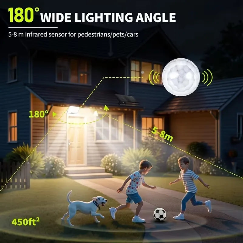 Split Solar Flood Lights Outdoor Waterproof, 226LED Motion Activated Solar Wall Lamp for Patio, Garage, Backyard, Garden