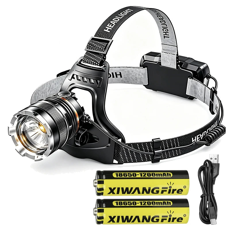 XHP90.2 Super Powerful Headlamp Rechargeable Head Flashlight High Power Head Lamp 1000Meters Headlight 2*18650 Fishing Lantern