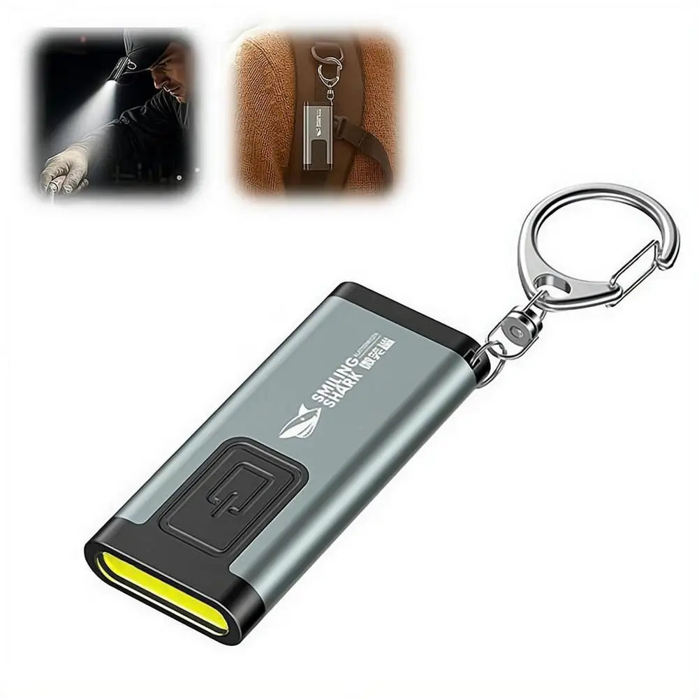 Multifunctional Keychain Flashlight USB Rechargeable Mini Flashlight With COB Work Light Keyring Camping Walking Pocket Lamp