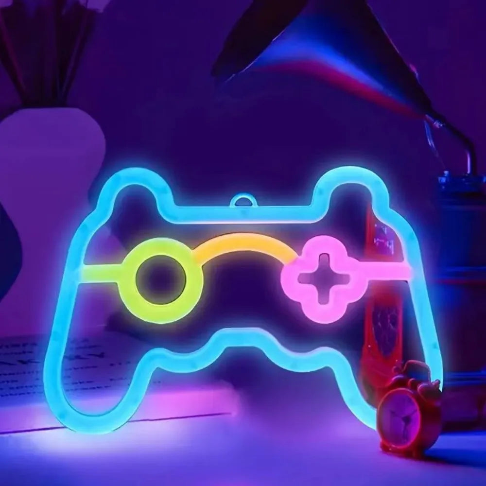 1PC USB LED Game Console Neon Light, Game Controller Night Light, Suitable for Game Rooms, Parties, and Wall Decoration