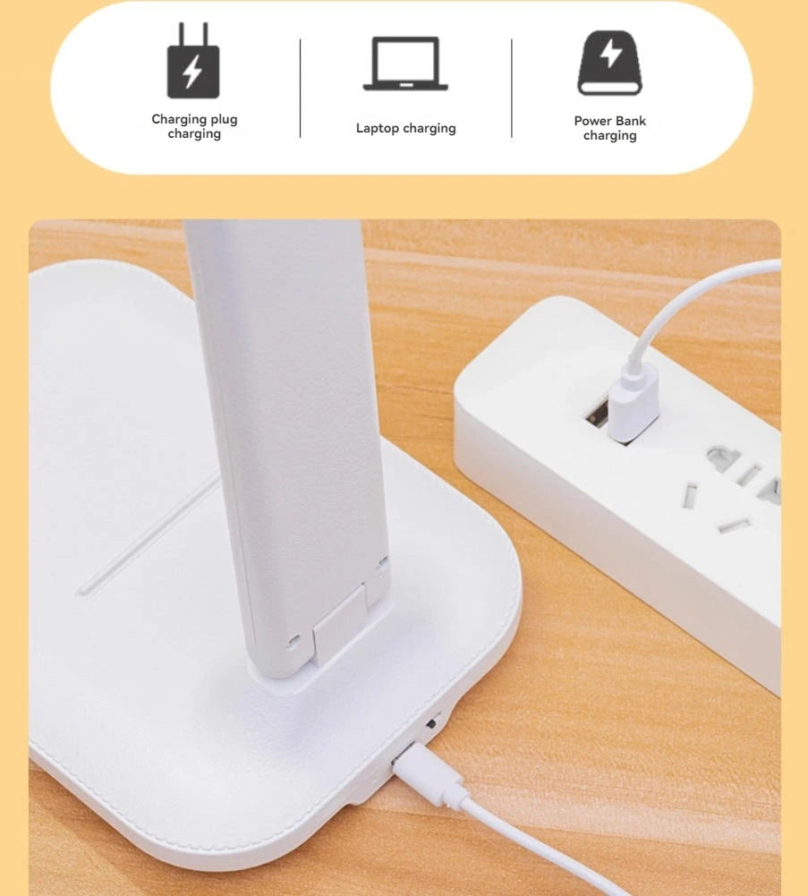 Foldable Eye Protection Desk Lamp, Supports Three-Speed Dimming, Supports USB Charging and Plug-In Two Styles, and Has Learning