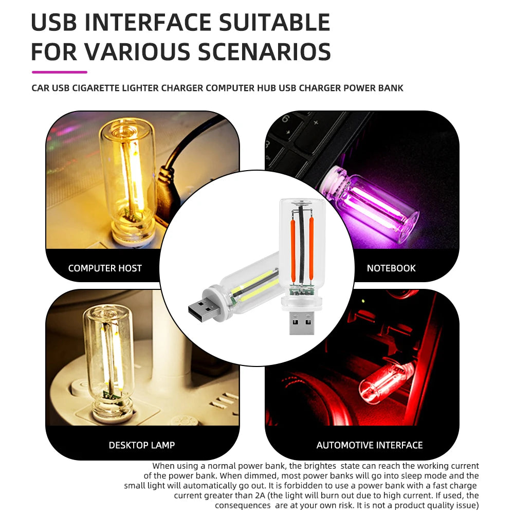 USB Touch Control LED Night Light Atmosphere Light Bulb Incandescent Lamp LED Filament Light Bulb Car Camping Home Room Decor