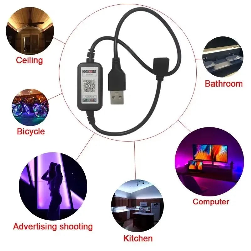 USB Bluetooth Music LED Controller 4-pin RGB 5V 24V Microphone Mode 1.6 Billion Color Toner Mini RGB Bar Light Controller BT001A