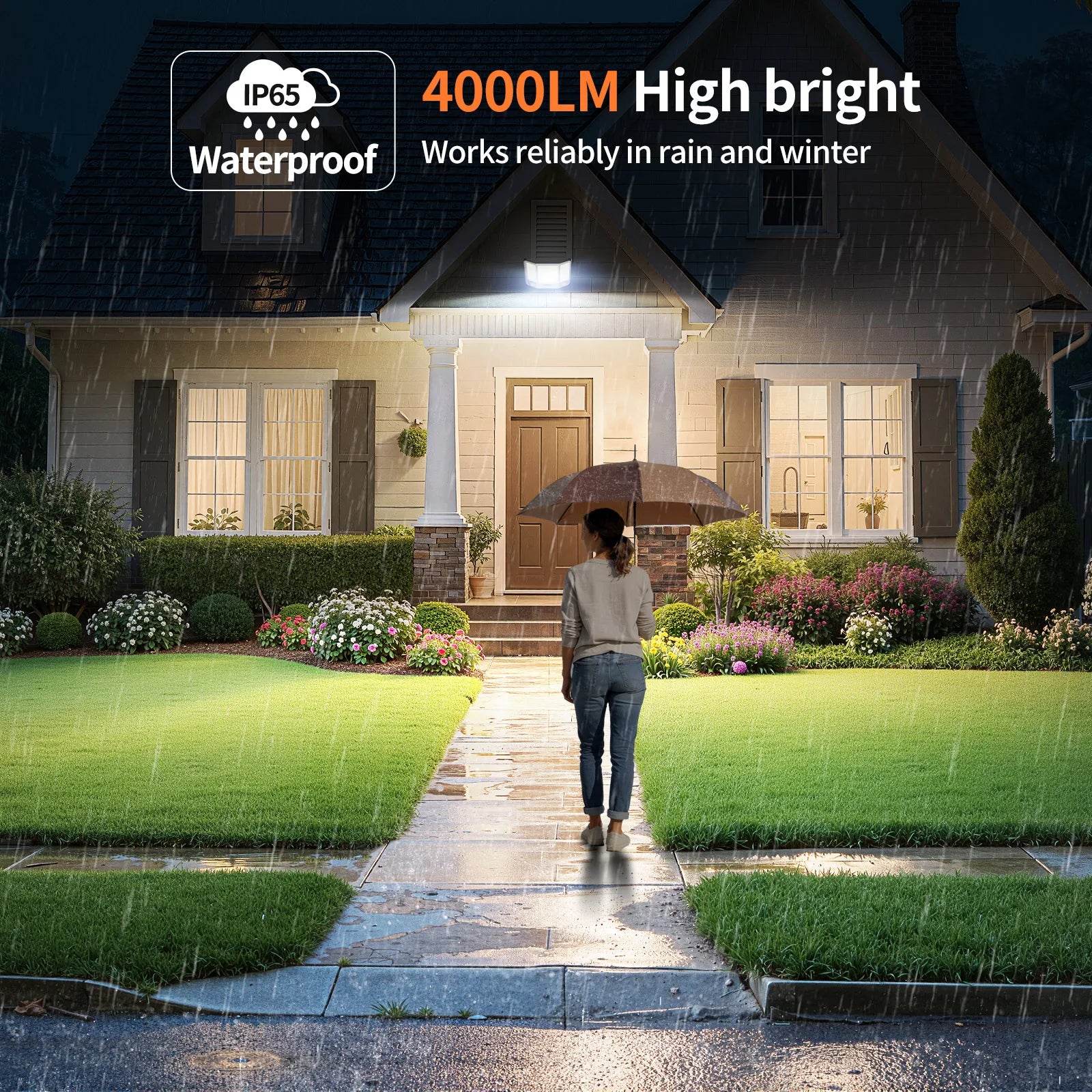 Intelamp 20000mAh Long Battery Life Solar Street Flood Lights Outdoor With Super Large Solar Panel Dual Sensors For Garden Yard