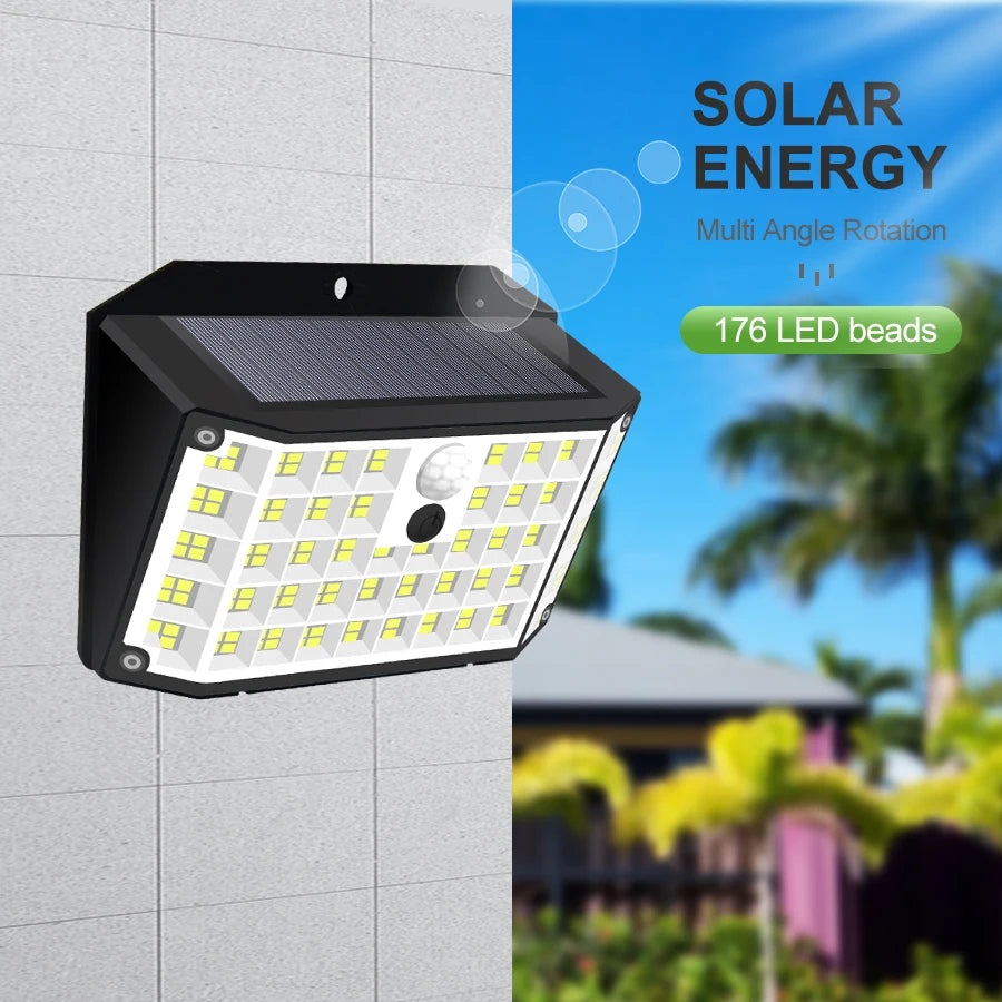 Solar Lights Outdoor 138 LED with 3 Lighting Modes Motion Sensor Solar Wall Lights IP65 Waterproof Solar Powered for Garden