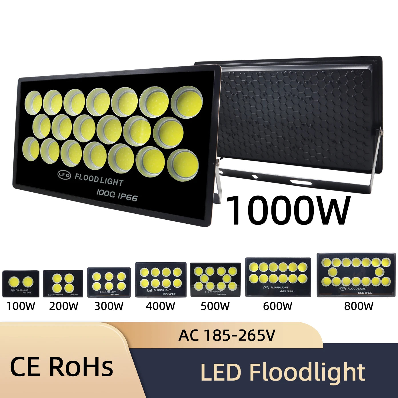 NEW Led Flood Light 500W 400W 300W 200W 100W AC 220V Outdoor Wall Floodlight Spotlight IP66 Waterproof LED Street Lamp