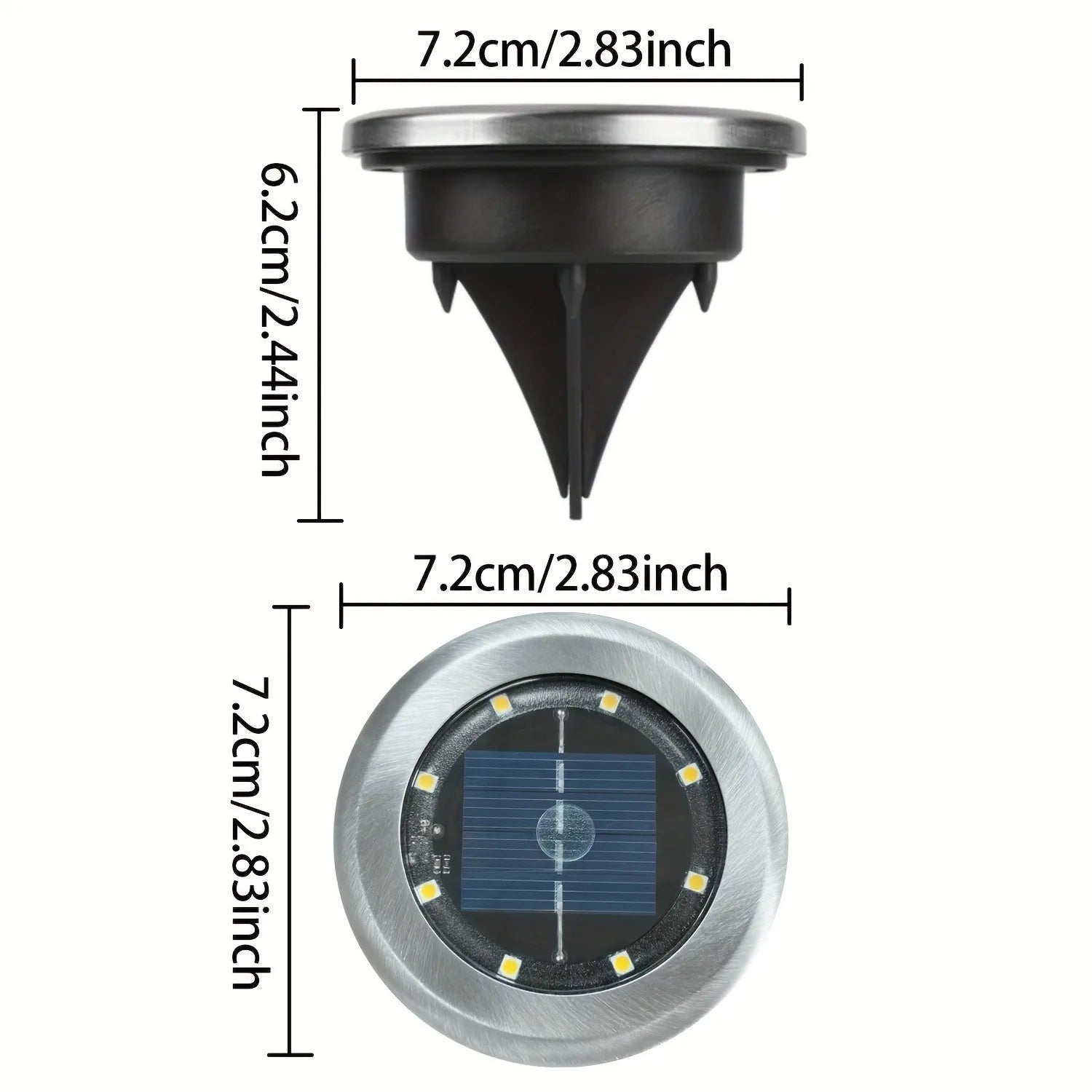 8PCS Mini Solar Led Ground Lights Outdoor Stainless Steel Rotating Solar Path Lights Solar Ground Landscape Lighting