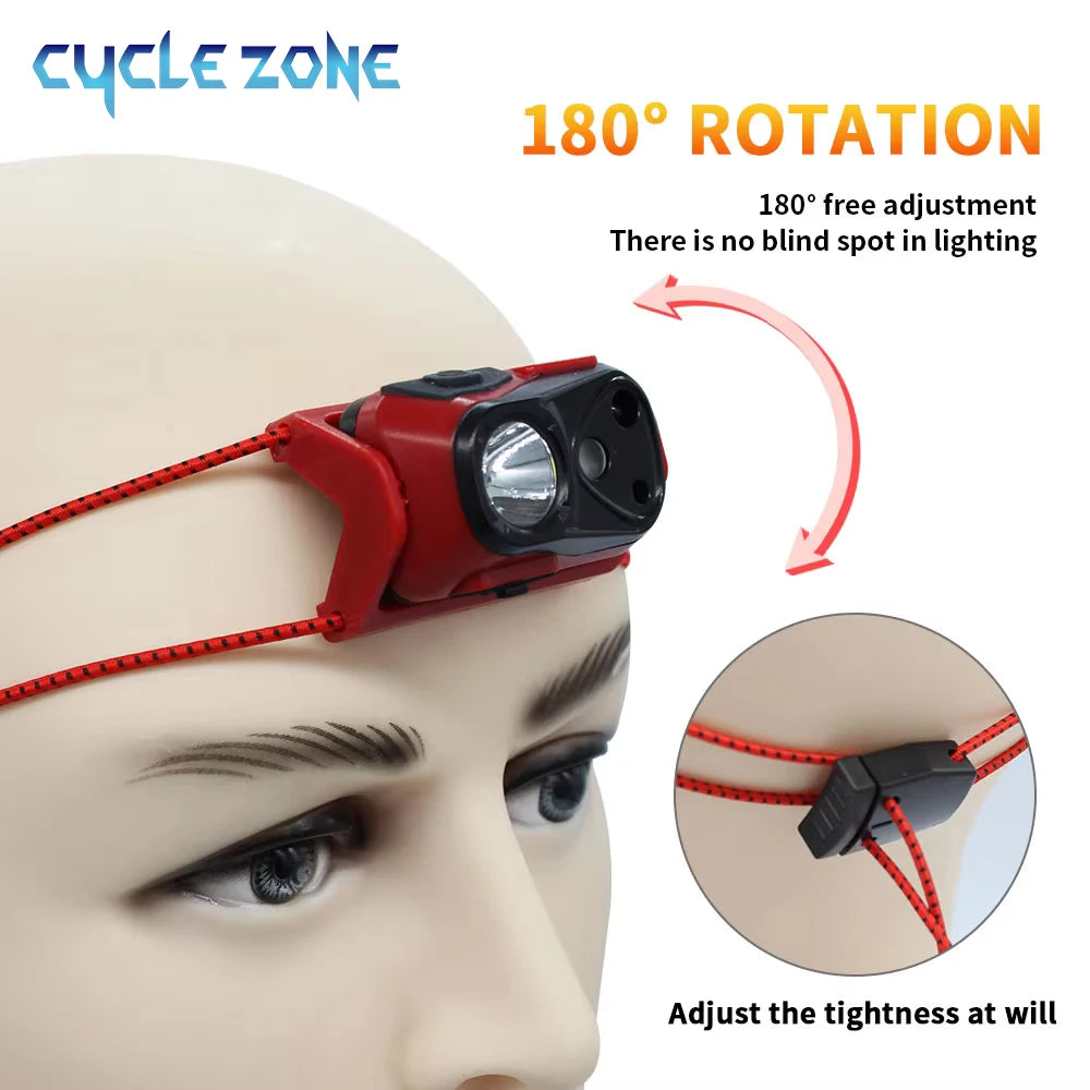 Mini Light Headlamp with Motion Sensor Front Head Light Rechargeable LED Headlight Fishing Camping Hiking Ultralight Headlight