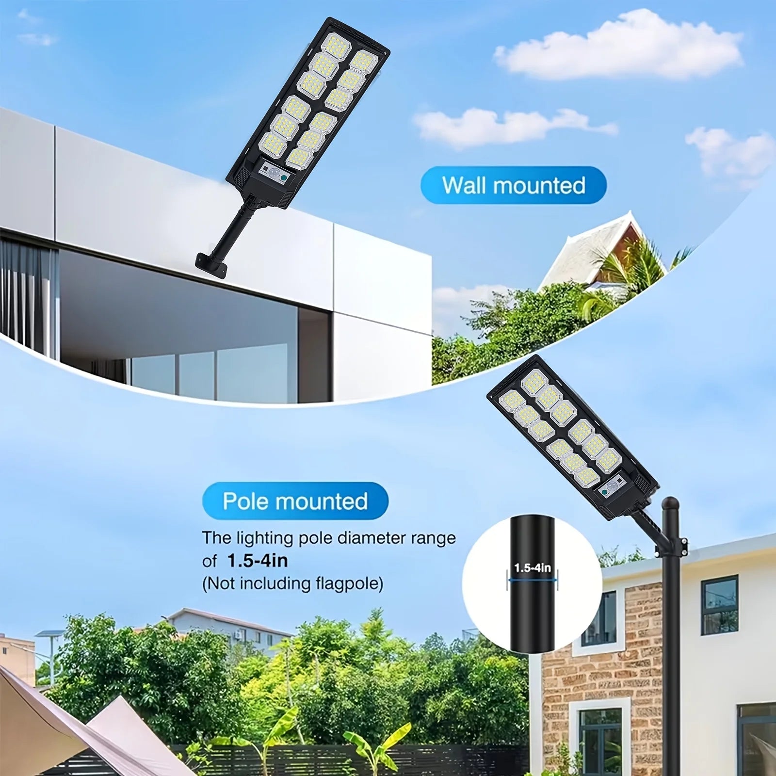 IPX7 Waterproof Solar Street Light Outdoor, LED Solar Wall Light with Motion Sensor, Timer for Garage Garden, Entryway Garage