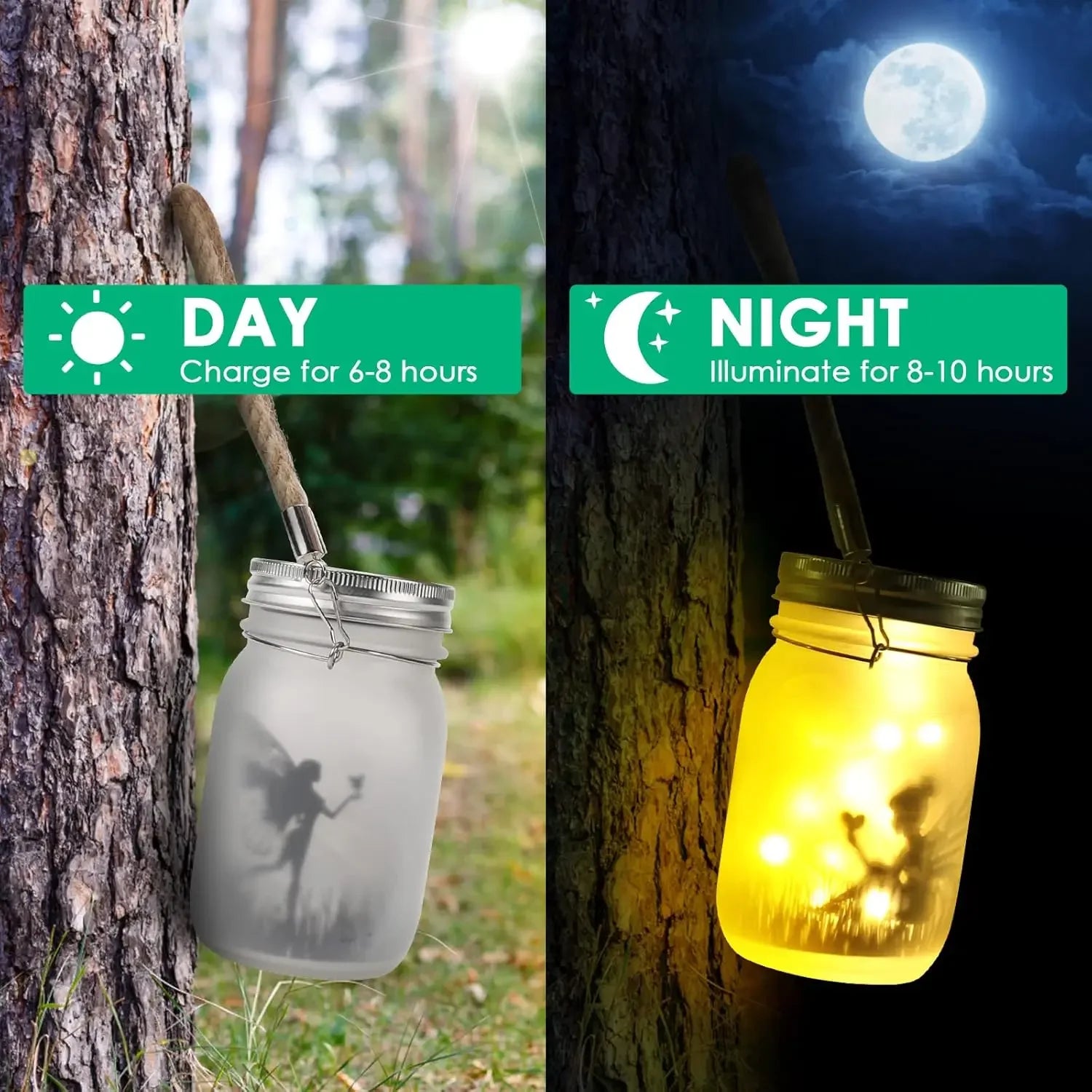 Solar Mason Jar Light Solar Lantern Fairy Lights Waterproof IP65 Hanging Standing Solar Lamp Garden Ornament for Patio Lawn