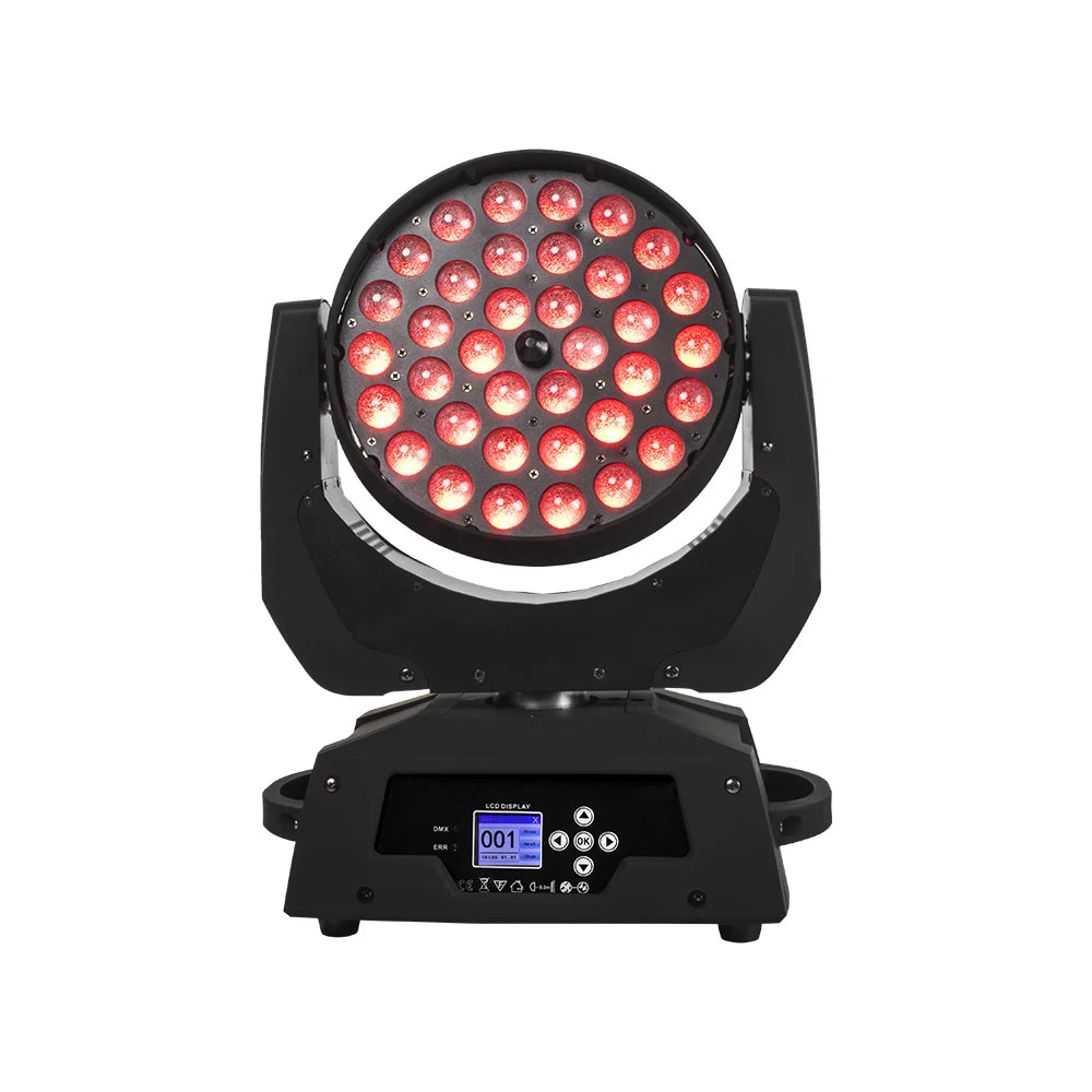 SHEHDS LED Zoom Wash RGBWA+UV 36x18W Moving Head Wash Light DMX512 for Disco Party Nightclub Wedding Church Christmas