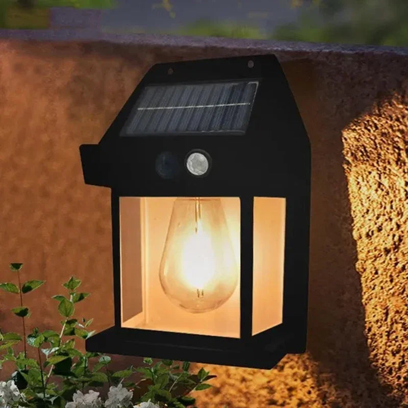 3 Lighting Modes Waterproof Courtyard Garden Decoration Lantern Solar Tungsten Night Lamp Intelligent Motion Sensor Wall Lamp