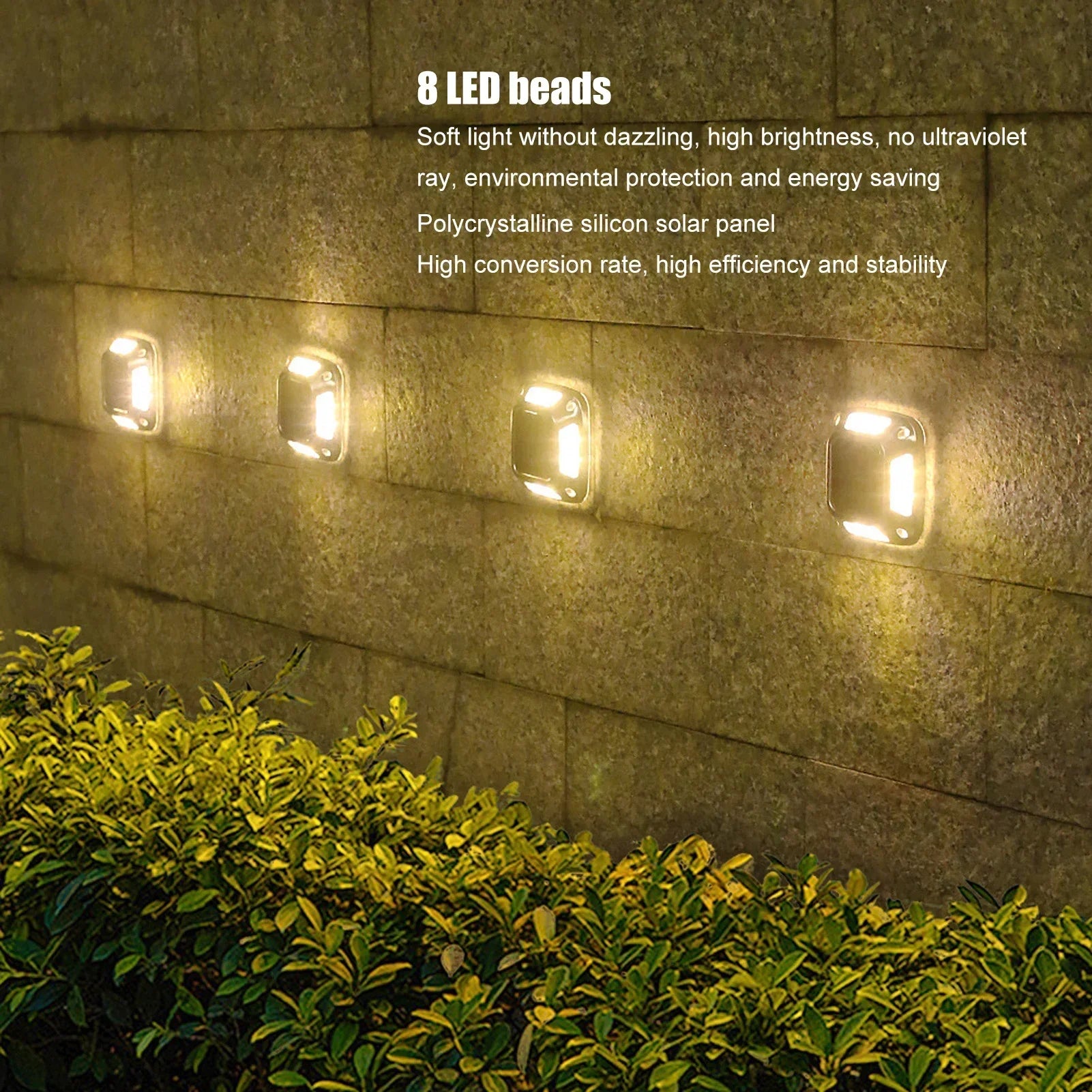 1PCS 8 LEDs Solar Ground Light Solar Light Waterproof Warm Light Solar Garden Lamp Outdoor Courtyards Driveway Marker Light