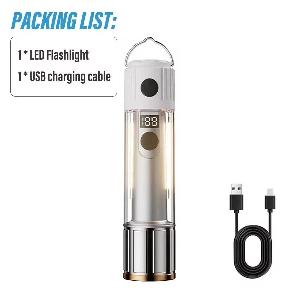 Rechargeable LED Portable Light Super Bright Flashlight Camping Light Work Light 5 Lighting Modes Waterproof Outdoor Light