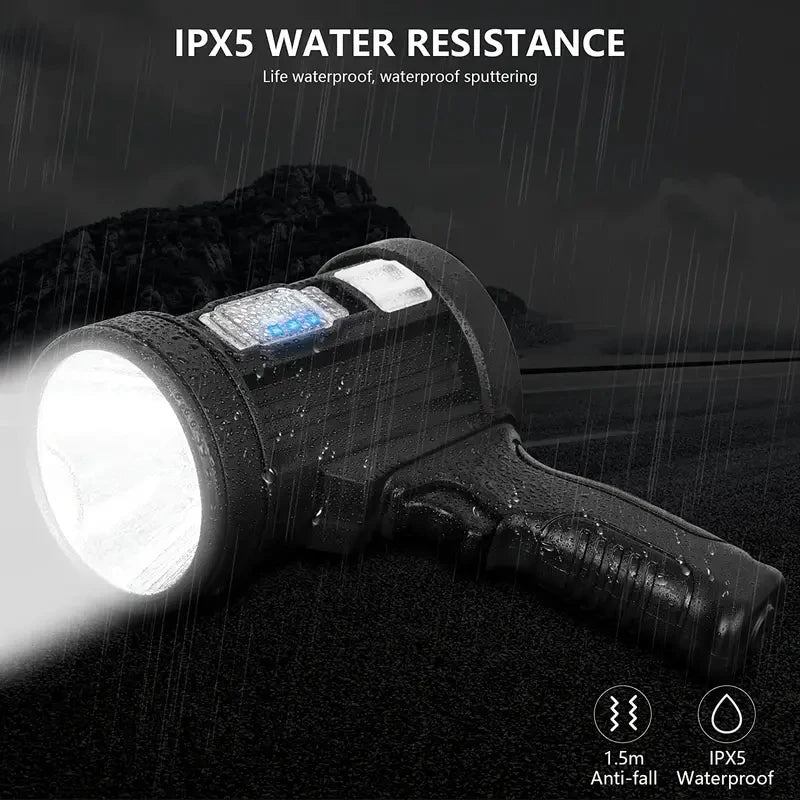900000LM Rechargeable Led Spotlight Waterproof Handheld Large Flashlight Most Powerful Outdoor Solar Spotlights Searchlight