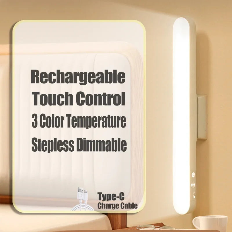 LED Table Lamp Magnetic Hanging USB Rechargeable Desk Lamp 3 Color Reading Light Dimmable Cabinet Closet Wardrobe Night Light
