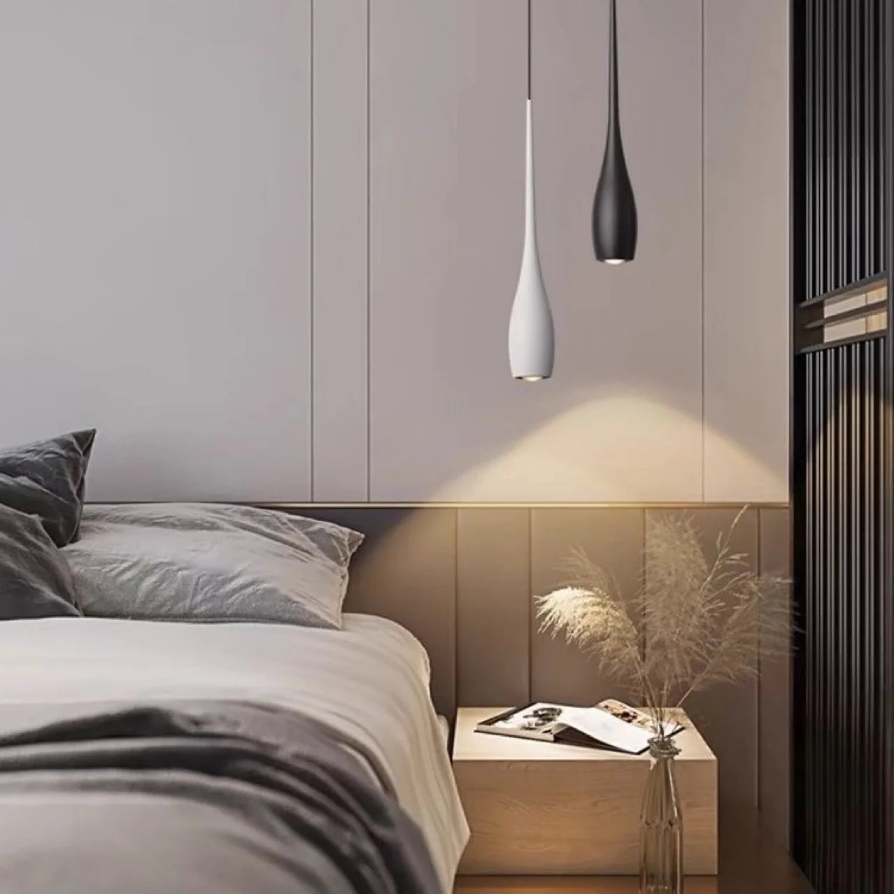 MARPOU LED Pendant Light 6W Adjustable Height Touch Switch Modern Minimalist Creative Design Chandelier for Bedroom Bedside Bar