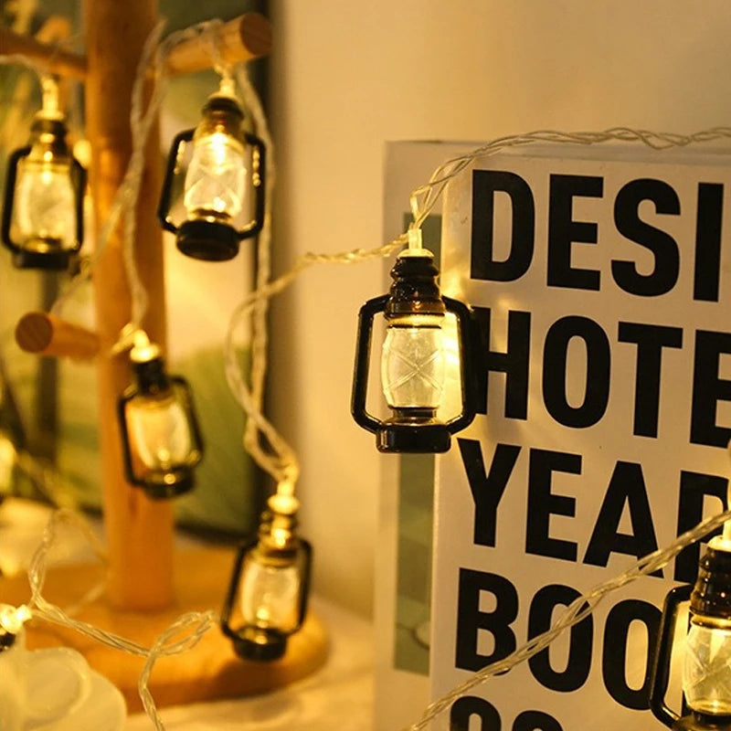 Vintage Kerosene Bottle Fairy Lamp Retro House Lantern String Lights Outdoor Garden Bar Light