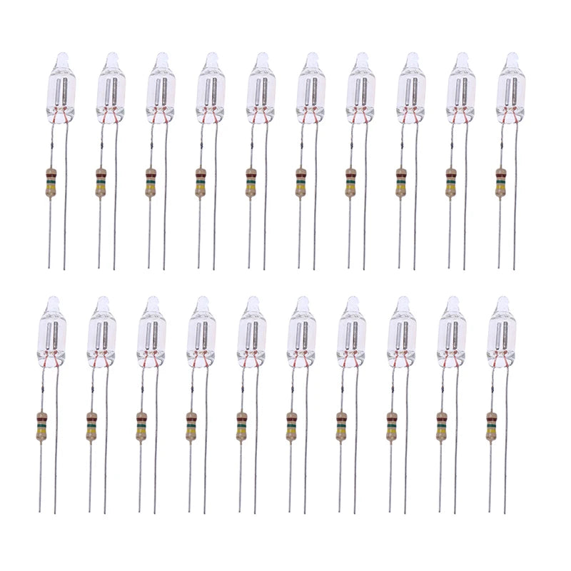 20pcs Neon Indicator Lamps With Resistance Connected To  220V 6*16 mm Neon Glow Lamp Mains Indicator