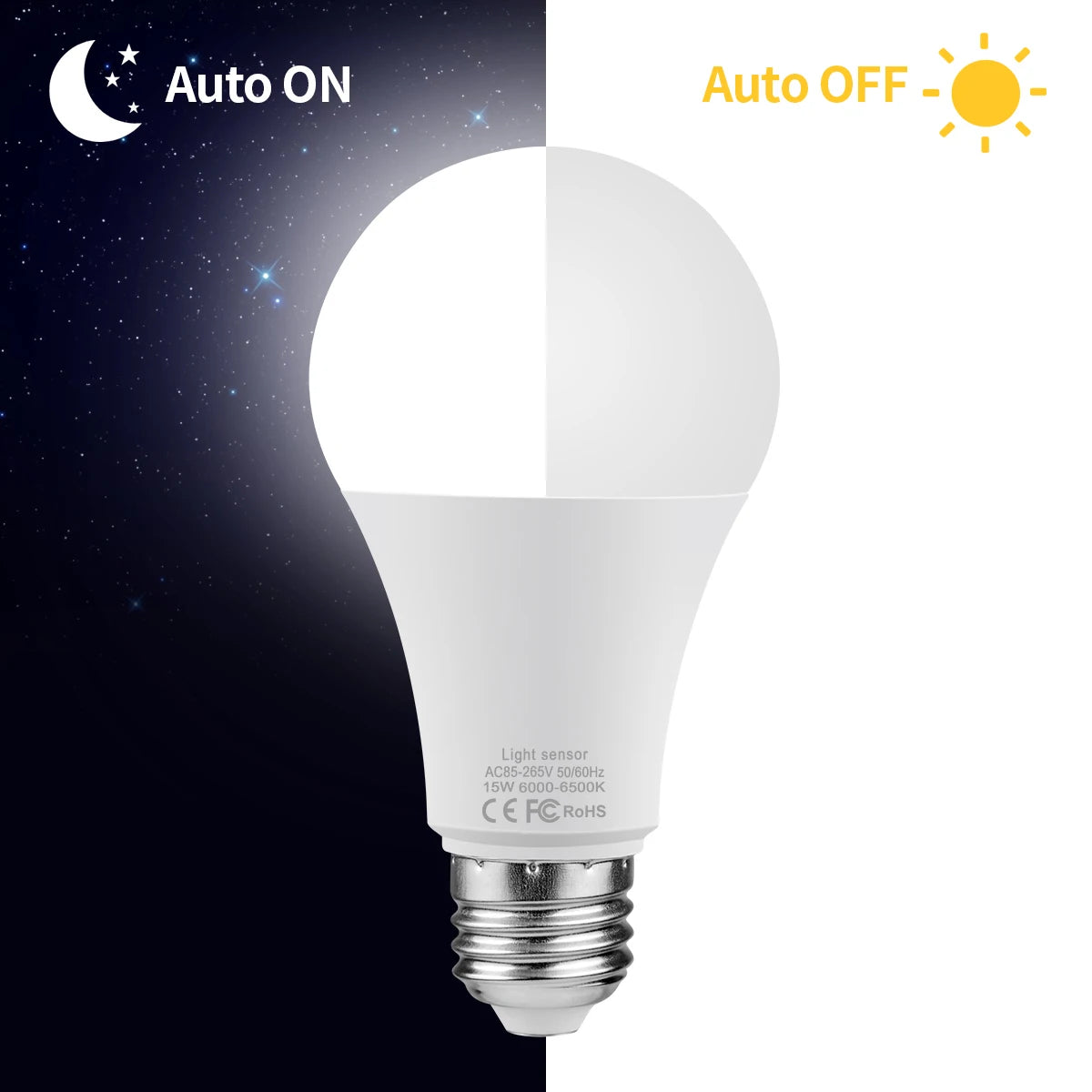 15W E27 LED Light Control Sensor Bulb 110V 220V Auto Dusk ON Dawn OFF LED Lamp Day Night Light For Garden Porch Outdoor Lighting