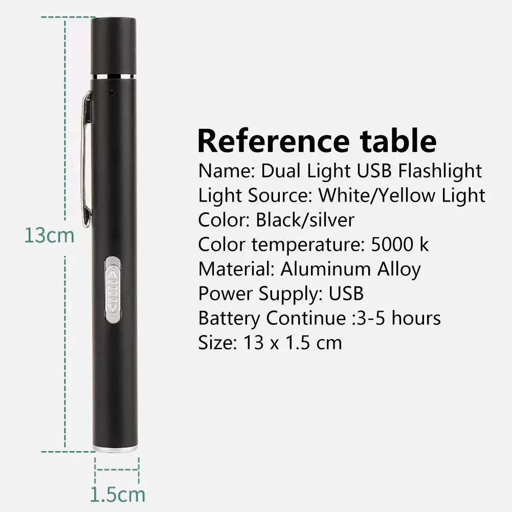 USB Rechargeable Medical Handy Pen Light Mini Nursing Flashlight LED Torch Lamp With Stainless Steel Clip Pocket Led Flashlight