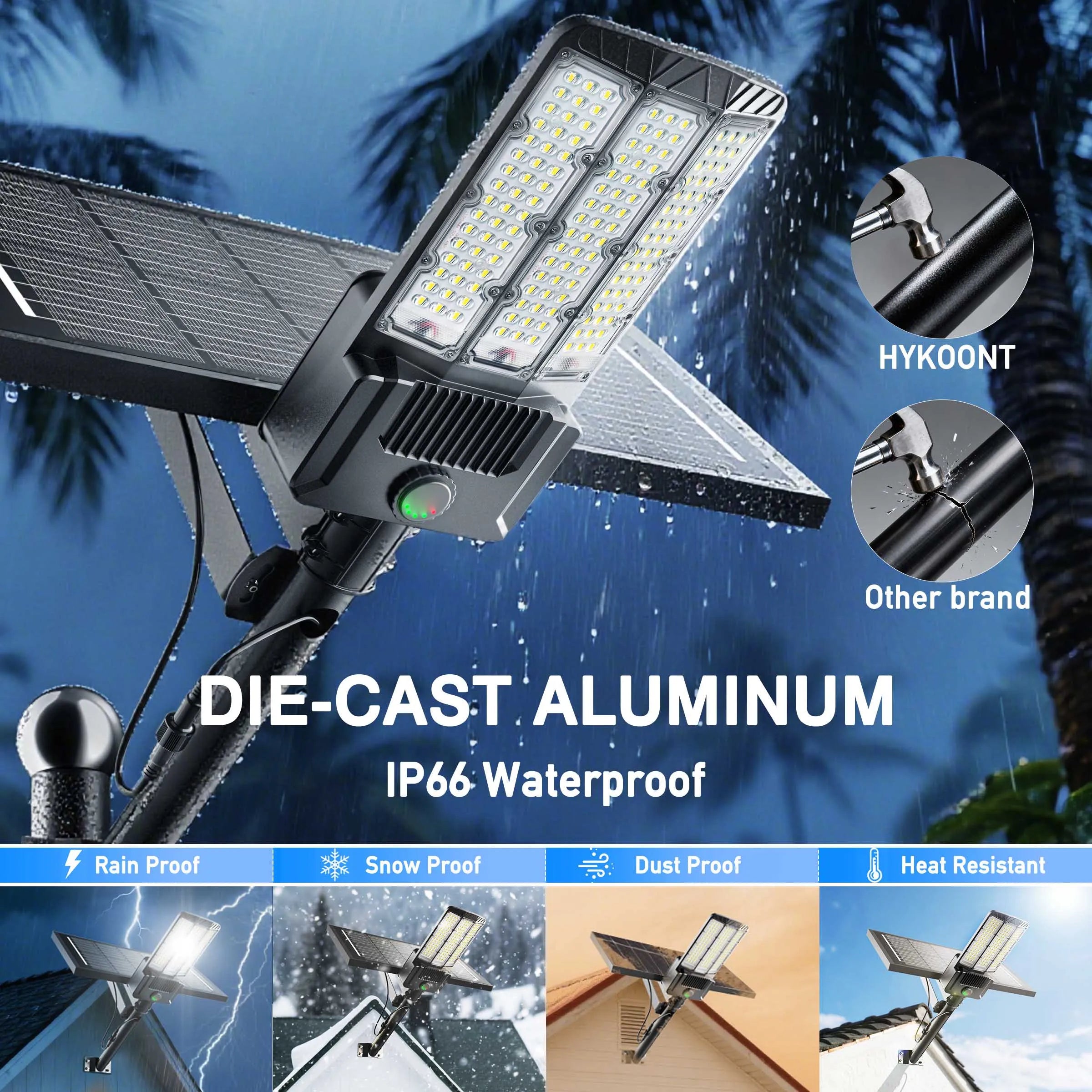 2-Pack Solar Area Lights Outdoor Commercial 9000W LED Parking Lot Light with Motion Sensor Monocrystalline Solar Charging Panel Aluminum Housing Dusk to Dawn IP66 Waterproof Security Lighting
