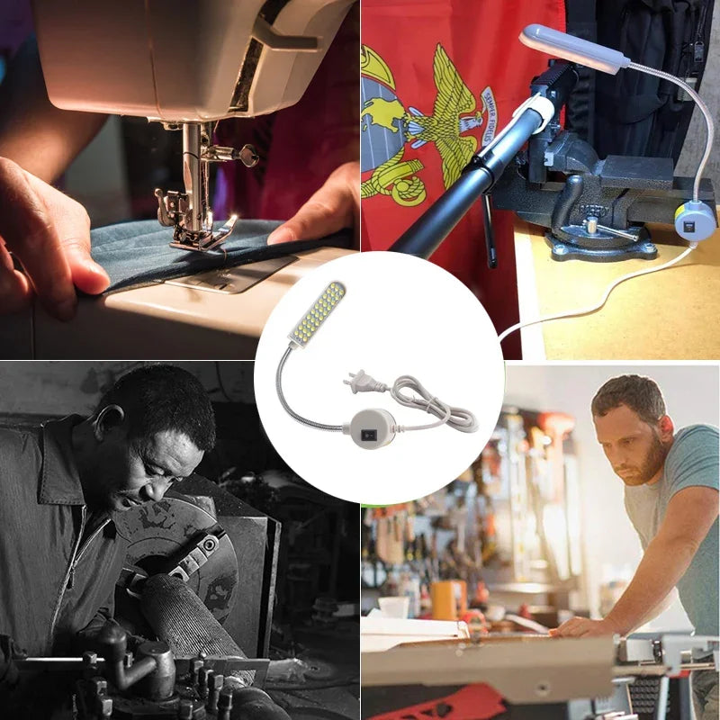 Adjustable LED Sewing Machine Lamp with Magnetic Base 360 Flexible Gooseneck Workbench Light Industrial Sewing Lamp for Crafting