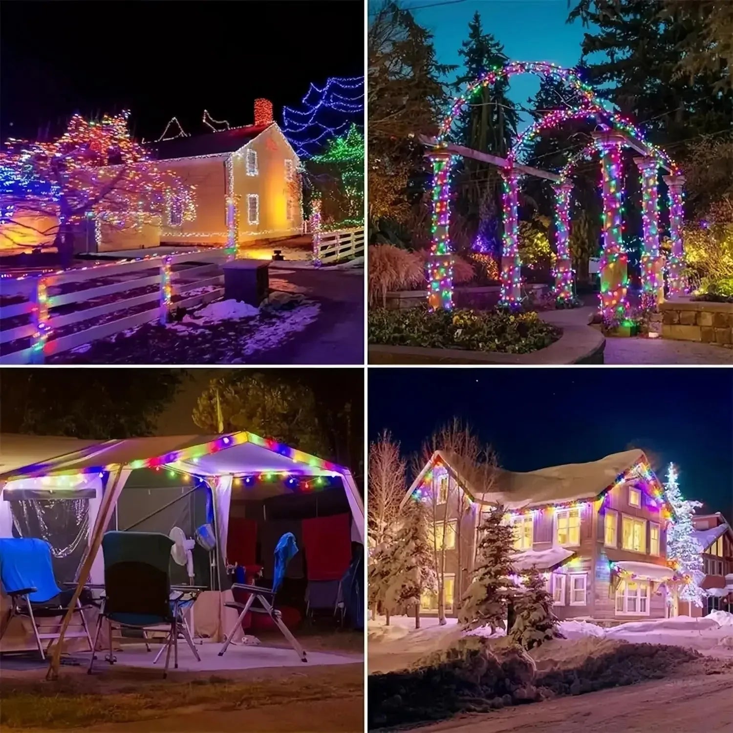 Solar Light RGB Light String Waterproof Outdoor Courtyard Light Garden Party Tree Fence Decoration Atmosphere Light Festival