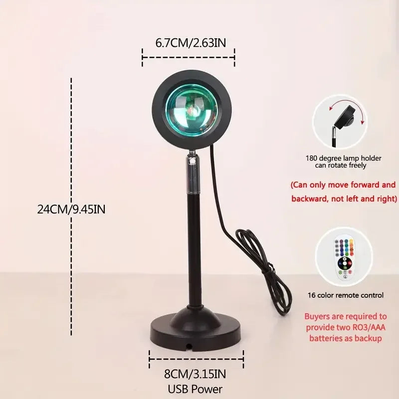USB LED Projector Night Light RGB Sunset Atmosphere Night Light, with Remote Control, Used for Room Decoration Photography