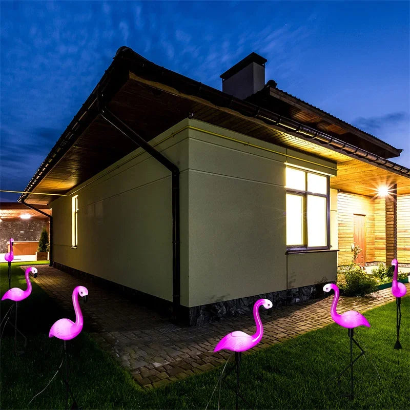 1/3PCS Flamingo Solar Light IP65 Waterproof LED Stake Light Landscape Ground Lamp for Outdoor Pathway Xmas Garden Decor