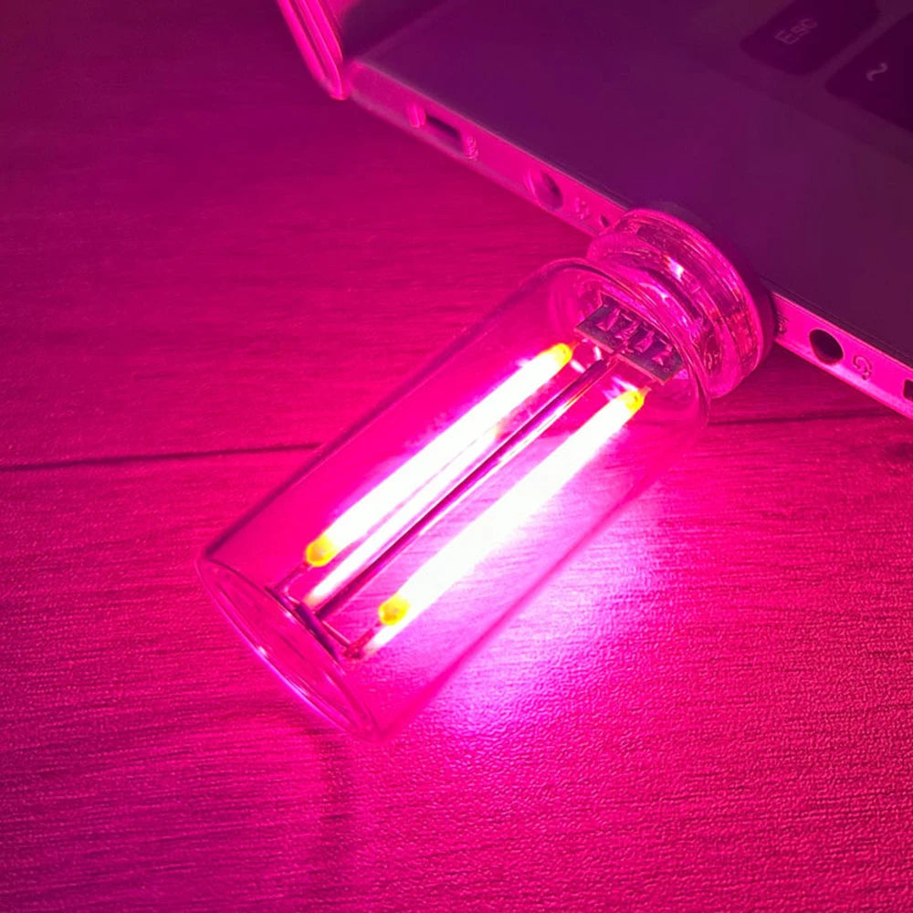 LED Touch Dimming Night Light USB Filament Glass Bulb 5V Retro Edison Bulb Car Decoration Halloween Decor Atmosphere Light