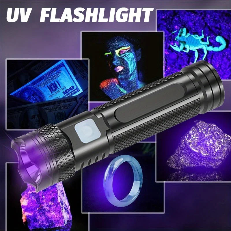 UV Light Flashlight 365nm Black Light Ultraviolet Flashlight for Resin Curing Dry Glue Fluorescent Scorpion Pet Urine Detector
