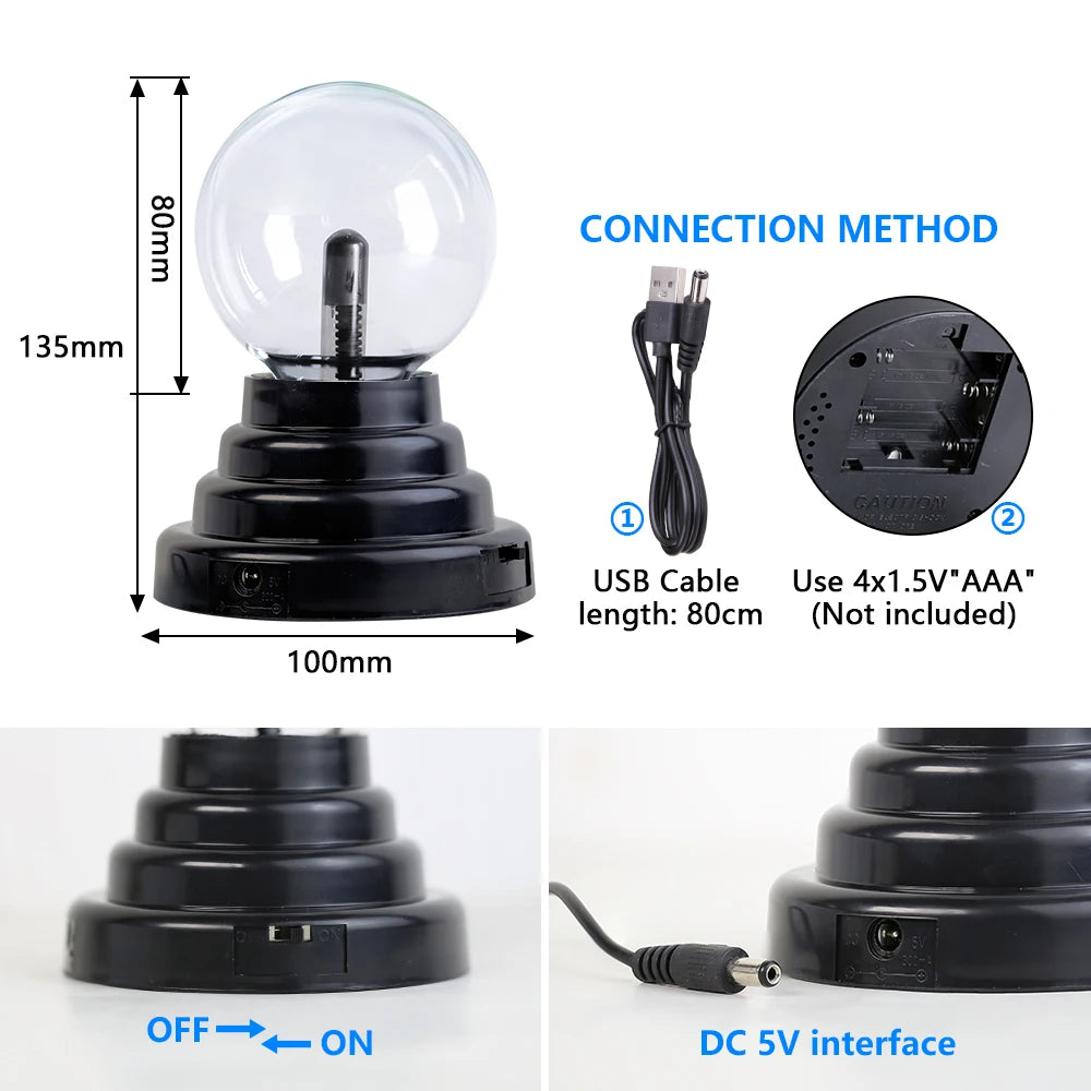 3inch Novelty Magic Plasma Touch Sensitive Lamp Child Holiday Gift Indoor Desktop Decoration Glass Ball Night Lights