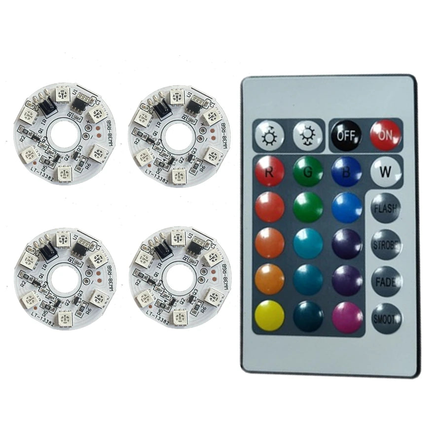 1Set 5V RGB LED Lights Plate Linkage Control Colorful Source Wireless Remote Car LED Interior Ambient Light LED Beads COB Chip
