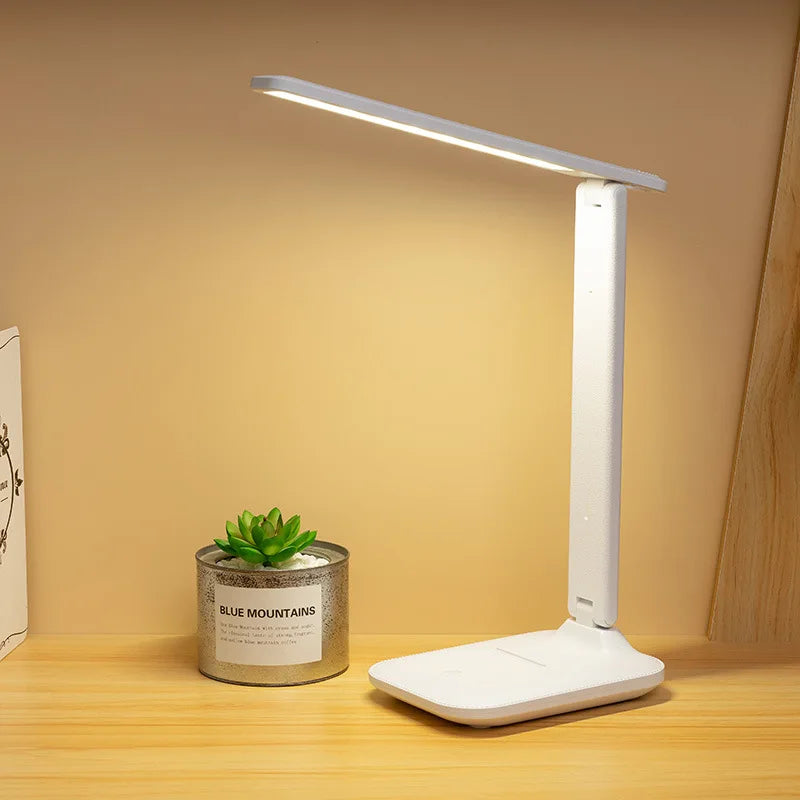6000mAh LED Table Lamp USB Chargeable/Plug in Stepless Dimmable Desk Lamp Touch Foldable Eye Protection Reading Night Light