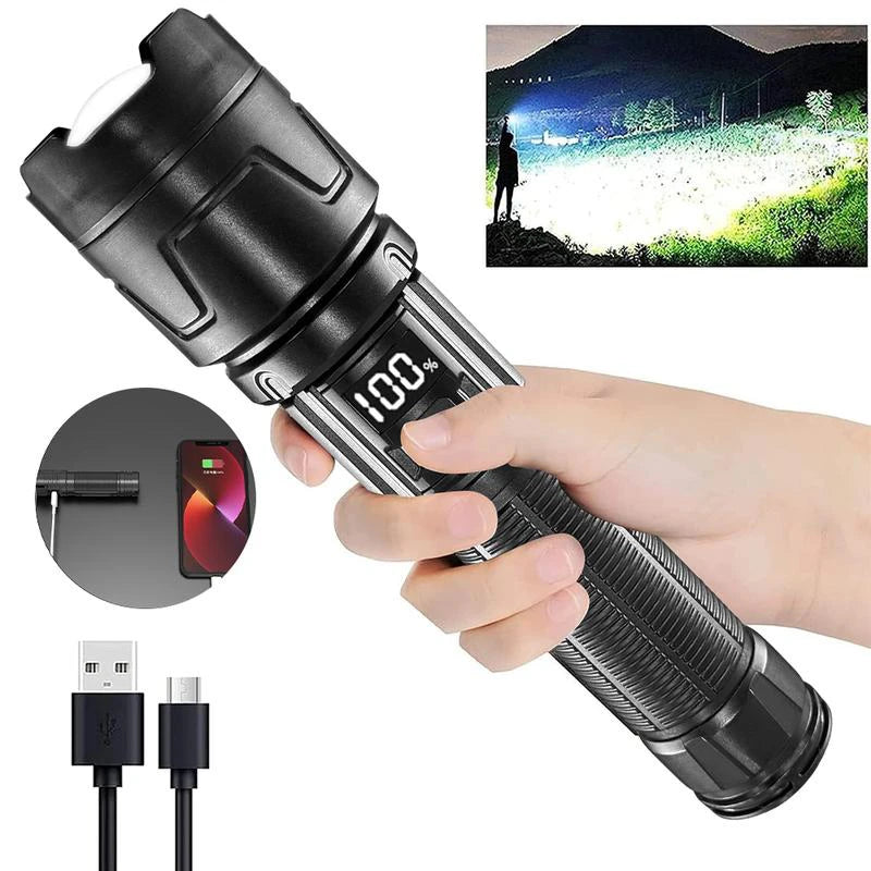 1000000LM Super Bright LED Flashlight Rechargeable USB-C Digital Display IPX8 Waterproof Long Lasting Camping Emergency 2026