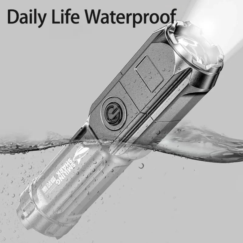 Powerful LED Flashlight with Telescopic Zoom Strong Light Tactical Torch Portable Long-Range Flood Camping Spotlight