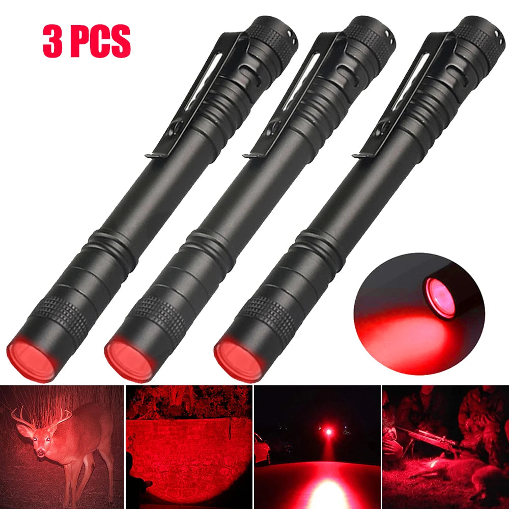 Mini Pen Light Flashlight Red/White/395nm Torch Penlight Flashlight with Clip Pet Dog Cat Urine Stain Ore Money Detection Torch