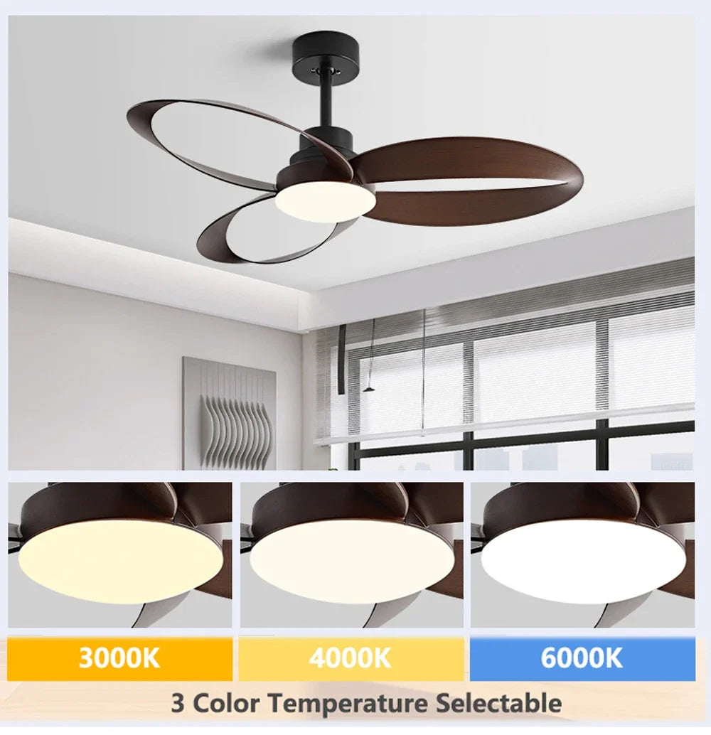 42/52 Inch Ceiling Fan Light Retro Industrial Wooden Ventilation Fan 3-leaf Remote Control Homes Hotels Offices Ventilation
